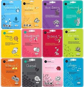 celavi Face Mask Set Korean Beauty Essence Facial Paper Sheet Mask Korea Skin Care Moisturizing 12 New flavors K-Beauty Skincare 12 masks in a pack Made in Korea