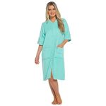 Daisy Dreamer Women's Terry Zip Through Robe 100% Cotton Towelling Dressing Gown Ladies Bath Robes, Mint, 20-22