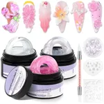 SAVILAND Solid Builder Nail Gel: 3 Colors Non-Sticky 3D Nail Gel Sculpting Gel for Nail Art Strong Molding Carving Hard Gel Builder Nail Extension Glue Gel with 3D Silicone Mold Nail Art Tool Home DIY