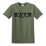 Trend Gear M*A*S*H 4077TH T Shirt MASH TV Series US Army Military T-Shirt (XL, Military Green -Black Print)