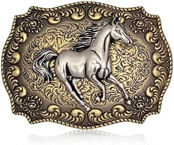 Btilasif Long Horn Bull Western Cowboy Texas Rodeo Belt Buckle for Men Women, A# Running Horse, Medium