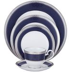 Noritake Odessa Cobalt Platinum 5-Piece Place Dinnerware Setting in Blue/White