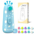 Megainvo Baby Nail File Electric,Safe Baby Nail Trimmer with 10 Grinding Heads,Whisper Quiet,LED Light Baby Nails Clippers Electric for Baby Newborn Toddler Fingers&Toenails Kits,Blue