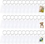 Keyring Photo Keyrings Blank, 30 Pcs Acrylic Christmas Crafts Gifts Keyring Key Blank Keyring Blanks Picture Keyrings Keychains Gifts Christmas Party Bag Fillers for Kids Women Mens(50x33mm)