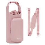 Ceneda Water Bottle Carrier Bag with Phone Pocket 32oz 40oz Tumbler Insulated Water Bottle Holder with Adjustable Shoulder Strap Carrier Sling Bag (Pink)