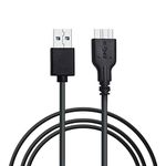 KUYiA Micro USB 3.0 Cable, Male to Micro B Lead Super Speed Data Sync Cord Compatible with Toshiba Canvio WD External Hard Drive Samsung Galaxy S5 Note 3 and More Micro-B port Device- Black (1FT)