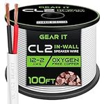 GearIT 12/2 Speaker Wire (100 Feet) 12AWG Gauge - in Wall Audio Speaker Wire Cable / CL2 Rated / 2 Conductors - OFC Oxygen-Free Copper, White 100ft