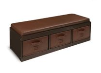 Badger Basket Kid's Storage Bench with Cushion and Three Bins, Espresso