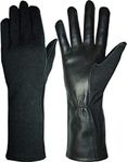 Military Style Nomex Fire Resistant Pilot Flight Leather Gloves (8 (Long), Black)