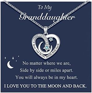 PINKDODO Granddaughter Necklace, Granddaughter Gifts from Grandma, Birthday Christmas Valentines Day Gifts for Kids Girls 8-12 6-8 Years Old Girl Jewelry Teen Teenage Girls Gifts Idea