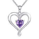 AM ANNIS MUNN Birthstone Necklace for Women, 18K White Gold Heart Necklace Filled 925 Sterling Silver, Diamond Womens Jewelry Christmas Gifts for Wife Women