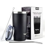 20oz Stainless Steel Tumbler, Coffee Travel Mug with Splash Proof Lid, Vacuum Insulated Tumbler for Water, Coffee, Cold & Hot Drinks, Ideal for Home & Outdoor, Black