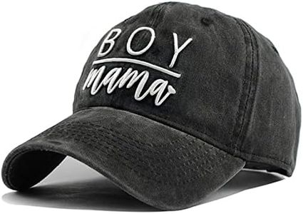 Waldeal Women's Embroidered Ponytail Baseball Cap Boy Mama Mom Vintage Distressed Dad Hat (3D Black, One Size)