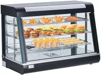 35" Food Warmer Commercial, Countertop Pizza Warmer 3-Tier with LED Lighting & Removable Shelves, Food Display Warmer for Restaurant