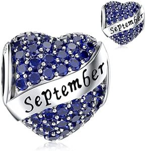DALARAN September Birthstone Charms Sterling Silver Heart Bead Charm for Pandora Bracelet Birthday Present with Box