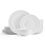 Mikasa Parchment White Bone China Lightweight Chip Resistant 18 Piece Dinnerware Set, Service for 6