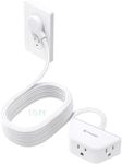 TROND Rightward Flat Extension Cord 15 ft - Flat Plug Power Strip 3 Prong, 3 Plug Extension Outlets, Thin Power Cord Extension for Indoor Home Office School College Dorm Room Essentials, White