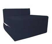 iStyle Mode Fold Out Guest Chair Z Bed Futon Sofa Comfortable Supreme Quality Foam for Adult and Kids Lounger Mattress (Navy)