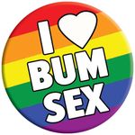 Funny Novelty Pin Button Badge Gay Pride Accessories I Love Bum Sex LGBT Gift