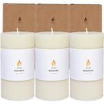 3PCS 3"x 6" Large Beeswax Pillar Candles, Made of Pure Natural Beeswax, with Ultra Long Burning Time and Low Allergenicity-White,82H