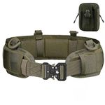 Finderomend Tactical Molle Battle Belt Set, Metal Quick Release Buckle Combat Belt, Nylon Duty Belt with Accessory Pouch for Law Enforcement Shooting Hunting (Military Green)