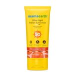 Mamaearth Ultra Light Indian Sunscreen-80 g with Carrot Seed & Turmeric | SPF 50 PA ++++| UVA & UVB Protection | No White Cast | Non-Greasy & Quick Absorbing | Super Lightweight | Suits All Skin Types