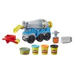 Play-Doh Wheels Cement Truck Toy for Kids Ages 3 and Up with Non-Toxic Play-Doh Cement-Colored Buildin' Compound Plus 3 Colors