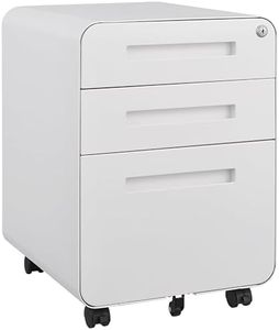GarveeHome 3 Drawer Mobile File Cabinet with Lock, Under Desk Metal Filing Cabinet for Home Office, Under Desk Storage with 5 Wheels for A4/Letter/Legal Size, Fully Assembled