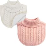 YANQINQIN 2PCS Winter Children's Neck Gaiter Scarf Collar Baby'sTurtleneck Warmer,kid's Neck Cover Warmer (WHITE+PINK)