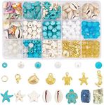 PH PandaHall 357pcs Starfish Shell Beads Ocean Jewelry Making 20g Seashells Synthetic Turquoise Beads Turtle Mermaid Charms Cowrie Shell Beads for Summer Beach Necklace Bracelet Anklet Jewelry Making