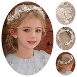 Flower Bridal Girl Bride Wedding Pearl Crown Headband Hair Headbands Tiara Vine Piece Accessories for Kids Girls