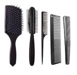 VEDETIC® 5 PCS Hair Stylists Professional Styling Comb Set Variety Pack Great for All Hair Types & Styles Paddle and Round Hair Brush Straightener For Women/Men, Dressing Comb for women