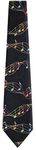 MN-318 - Mens Novelty Musical Notes Necktie - Black Orange Pink