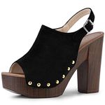 Allegra K Women's Slingback Platform Chunky Heel Sandals Black US 8/UK 6/EU 39