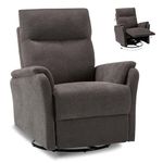 COLAMY Recliner Chair, Living Room Glider Chairs Home Theater Seat with Footrest Cushion, Swivel Adjustable Modern Bedroom Sofa Couch Chair, Charcoal