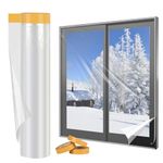 Yotache Window Insulation Kit 1.6m x 10m Long Indoor Window Shrink Film, POF Insulating Shrink Film for Windows, Draught Excluder Waterproof Dust Proof, Transparent