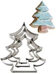 Skytail Christmas Tree Cookie Cutter Set, 3 Pieces Aluminium Xmas Tree Cookie Cutters with Recipe Booklet Biscuit Molds for Chirstmas Day Party Decorations DIY Gift Family Kids Baking Tools