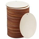 Kurtzy Wood Slices with Holes (50 Pack) - 10cm/3.94 Inches and 2.5mm Thick Circle Log Slices - Unfinished Wooden Discs Slices Cutouts for Crafts, Wooden Coasters, Home Decorations and Ornaments