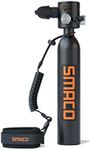 SMACO Mini Scuba Tank 0.5L Handheld Mini Diving Tank with DOT Marked Reusable Scuba Pony Bottle with 5-10 Minutes Backup Air Diving Cylinder for Underwater Exploration Emergency Rescue S300 Plus