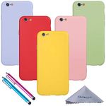 Wisdompro Case for iPhone 6, iPhone 6s 4.7-Inch, Bundle of 5 Pack Extra Thin Slim Jelly Soft TPU Gel Protective Case Cover (Green, Light Blue, Pink, Yellow, Red) - Candy Color