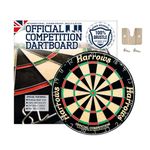 Harrows Dart Board Official Competition I Dartboard Official Size I Darts Board with Staple Free Bullseye I Compatible with Dart Board Stand, Dart Board Light, Dartboard Cabinet