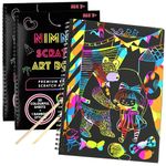 Scratch Art For Kids - (2 Books) 40 Sheets Scratch Pad for Kids 3-12 Year Old Girls | Arts and Crafts Gift Ideas | Birthday Present, Gifts for Girls, Boys