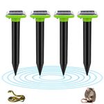 The Divine Tales Solar Powered Ultrasonic Pest Repeller for Outdoors Snake, Rat, Waterproof Mole, Gopher & Rodent Deterrent with High Efficiency Solar Panel Pack of 4