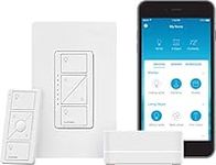 Lutron Caseta Smart Start Kit, Dimmer Switch with Smart Bridge | Works with Alexa, Apple HomeKit, and The Google Assistant | P-BDG-PKG1W-C | White