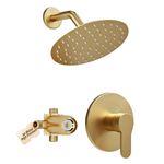 HomGoo Shower Faucet Set with Valve, Shower Faucets Sets Complete（Valve Included) with 6 Inch High-Pressure Rian Shower Head,Brushed Gold