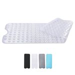 Bath Mat Non Slip with Anti Mold & Powerful Suction Quality - Extra Long 100 x 40 CM - Clear Machine Washable Non Slip Bath Mat for Inside Bath - Ideal for Elderly & Children's Bath Tubs - Zuvo