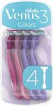 Gillette Venus3 Disposable Razor for Women with 3 Blades and Moisture Strip, Pack of 4 Razors