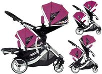 Kids Kargo Double Twin Tandem Pushchair. Duellette BS Suitable for Twins from 6 Months. Stroller by Kids Kargo (Dooglebug Raspberry)