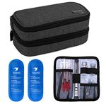 Yarwo Insulin Cooler Travel Case, Double-Layer Diabetic Travel Case with 2 Ice Packs, Diabetic Supplies Organizer for Insulin Pens, Blood Glucose Monitors or Other Care Accessories, (Medium, Black)