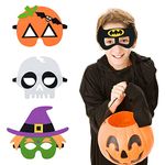 4 Pieces Halloween Masks Felt Masks Halloween Decorations Party Masks Adjustable Elastic Band Pumpkin Bat Witch Skull for Cosplay Mask, Halloween Party Favors for Adults Kids